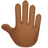 Raised Back of Hand Emoji with Medium-Dark Skin Tone, Apple style