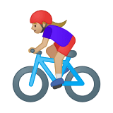 Woman Biking Emoji with Medium-Light Skin Tone, Google style