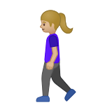 Woman Walking Emoji with Medium-Light Skin Tone, Google style