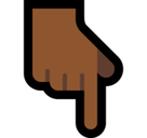 Backhand Index Pointing Down Emoji with Medium-Dark Skin Tone, Microsoft style