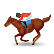 Horse Racing Emoji with Dark Skin Tone, Samsung style