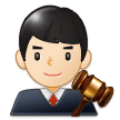 Man Judge Emoji with Light Skin Tone, Samsung style