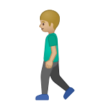 Man Walking Emoji with Medium-Light Skin Tone, Google style