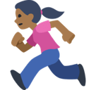Woman Running Emoji with Medium-Dark Skin Tone, Facebook style