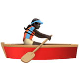Woman Rowing Boat Emoji with Dark Skin Tone, Apple style