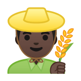 Man Farmer Emoji with Dark Skin Tone, Google style