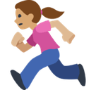 Woman Running Emoji with Medium Skin Tone, Facebook style
