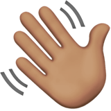 Waving Hand Emoji with Medium Skin Tone, Apple style