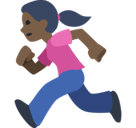 Woman Running Emoji with Dark Skin Tone, Facebook style