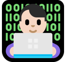 Man Technologist Emoji with Light Skin Tone, Microsoft style
