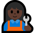 Woman Mechanic Emoji with Dark Skin Tone, Microsoft style