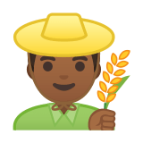 Man Farmer Emoji with Medium-Dark Skin Tone, Google style