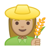 Woman Farmer Emoji with Medium-Light Skin Tone, Google style