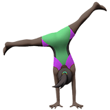 Woman Cartwheeling Emoji with Dark Skin Tone, Apple style