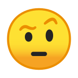 Face with Raised Eyebrow Emoji, Google style