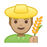 Man Farmer Emoji with Medium-Light Skin Tone, Google style