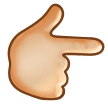 Backhand Index Pointing Right Emoji with Medium-Light Skin Tone, Samsung style
