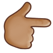 Backhand Index Pointing Right Emoji with Medium Skin Tone, Samsung style