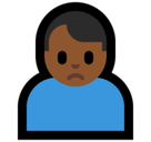 Man Frowning Emoji with Medium-Dark Skin Tone, Microsoft style