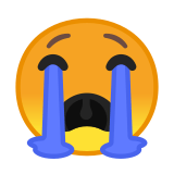 Loudly Crying Face Emoji, Google style