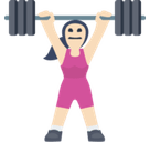 Woman Lifting Weights Emoji with Light Skin Tone, Facebook style