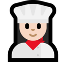 Woman Cook Emoji with Light Skin Tone, Microsoft style