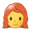 Woman: Red Hair Emoji, Samsung style