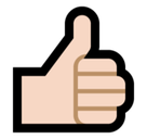 Thumbs Up Emoji with Light Skin Tone, Microsoft style
