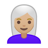 Woman: Medium-Light Skin Tone, White Hair, Google style