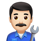 Man Mechanic Emoji with Light Skin Tone, Apple style