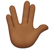Vulcan Salute Emoji with Medium-Dark Skin Tone, Apple style
