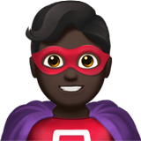 Man Superhero Emoji with Dark Skin Tone, Apple style
