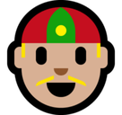 Man with Chinese Cap Emoji with Medium-Light Skin Tone, Microsoft style