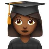Woman Student Emoji with Medium-Dark Skin Tone, Apple style