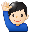 Man Raising Hand Emoji with Light Skin Tone, Samsung style