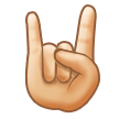 Sign of the Horns Emoji with Light Skin Tone, Samsung style