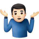Man Shrugging Emoji with Light Skin Tone, Apple style