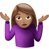 Woman Shrugging Emoji with Medium Skin Tone, Apple style