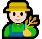 Man Farmer Emoji with Light Skin Tone, Microsoft style
