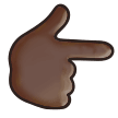 Backhand Index Pointing Right Emoji with Dark Skin Tone, Samsung style