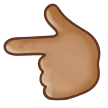 Backhand Index Pointing Left Emoji with Medium Skin Tone, Samsung style