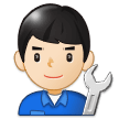 Man Mechanic Emoji with Light Skin Tone, Samsung style