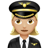 Woman Pilot Emoji with Medium-Light Skin Tone, Apple style