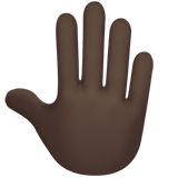 Raised Back of Hand Emoji with Dark Skin Tone, Apple style