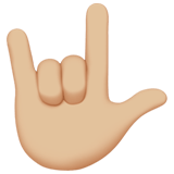 Love-You Gesture Emoji with Medium-Light Skin Tone, Apple style