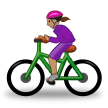 Woman Biking Emoji with Medium Skin Tone, Samsung style