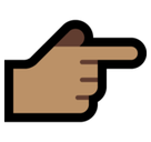 Backhand Index Pointing Right Emoji with Medium Skin Tone, Microsoft style