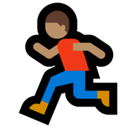 Person Running Emoji with Medium Skin Tone, Microsoft style