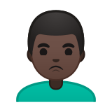 Man Pouting Emoji with Dark Skin Tone, Google style