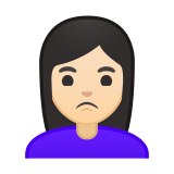 Woman Pouting Emoji with Light Skin Tone, Google style